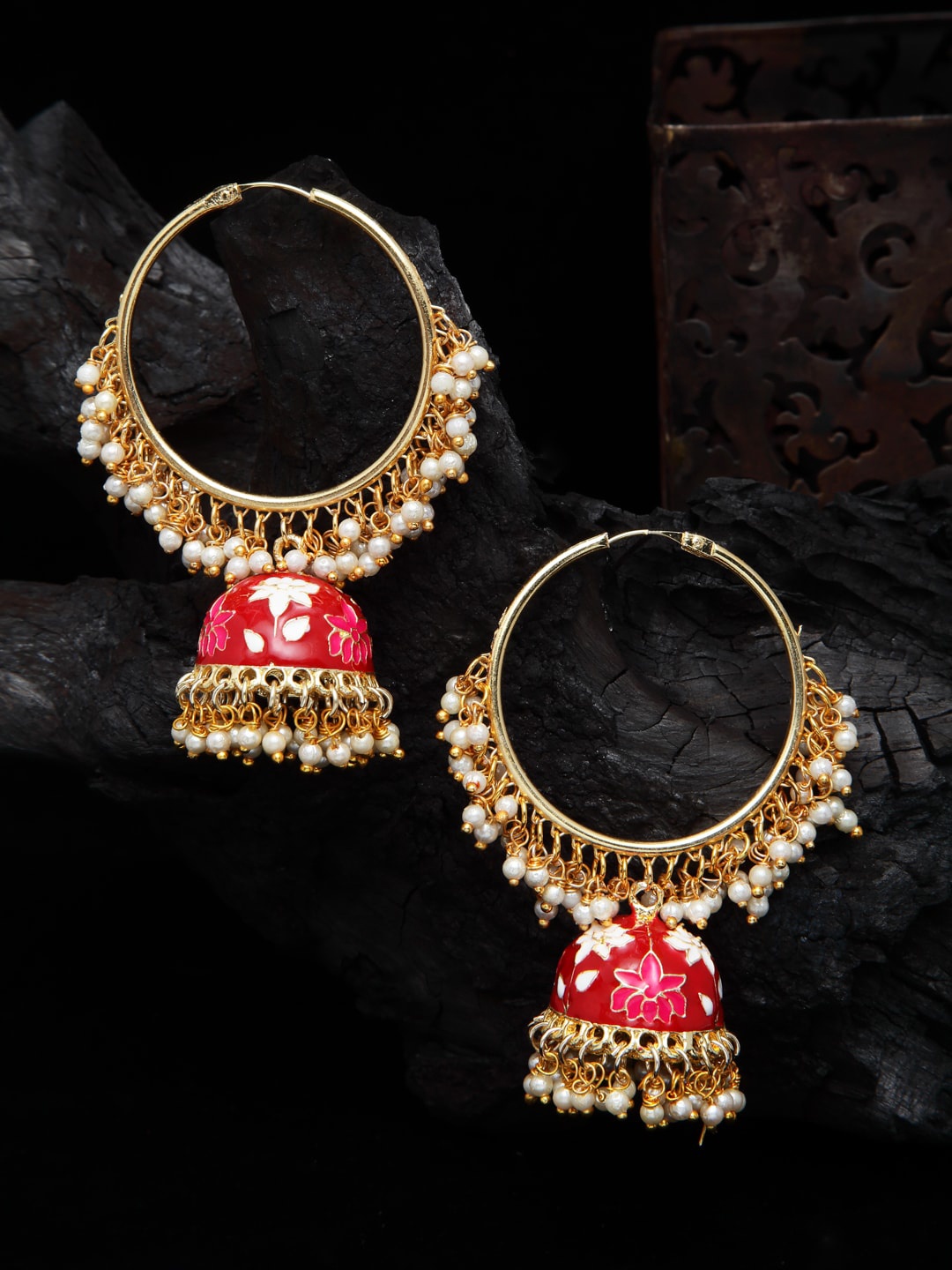 

Shining Diva Pink Contemporary Jhumkas
