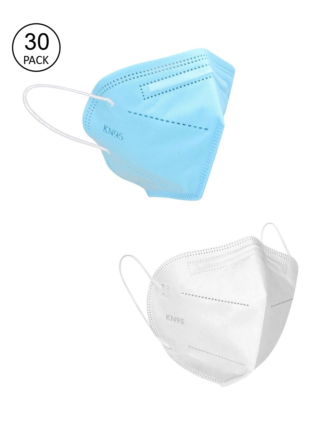 

OOMPH Pack Of 30 Solid 5-Ply Reusable Anti-Pollution KN95 Masks, Blue