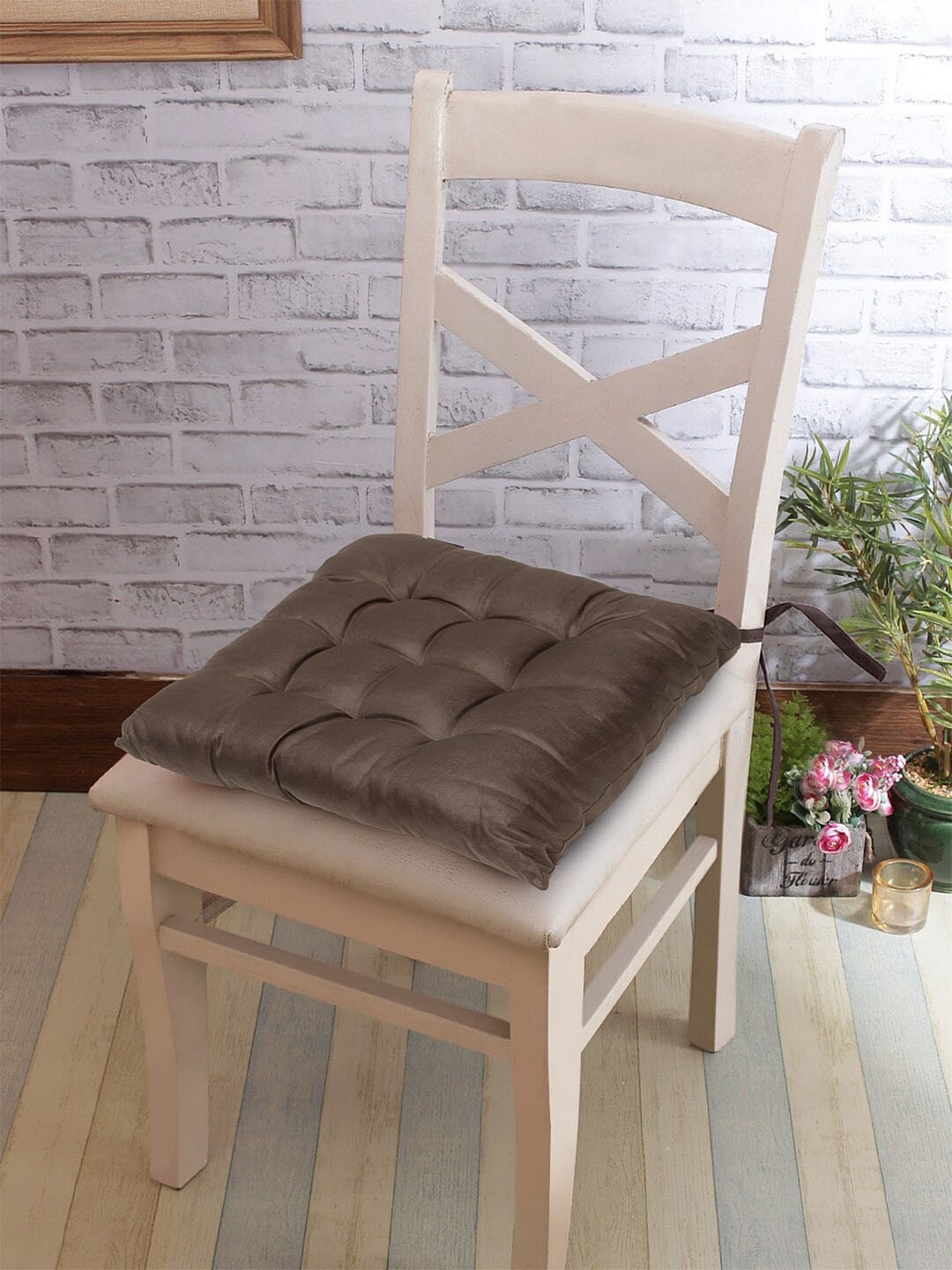 

HOSTA HOMES Pack Of 2 Brown Cotton Microfibre Chair Pads