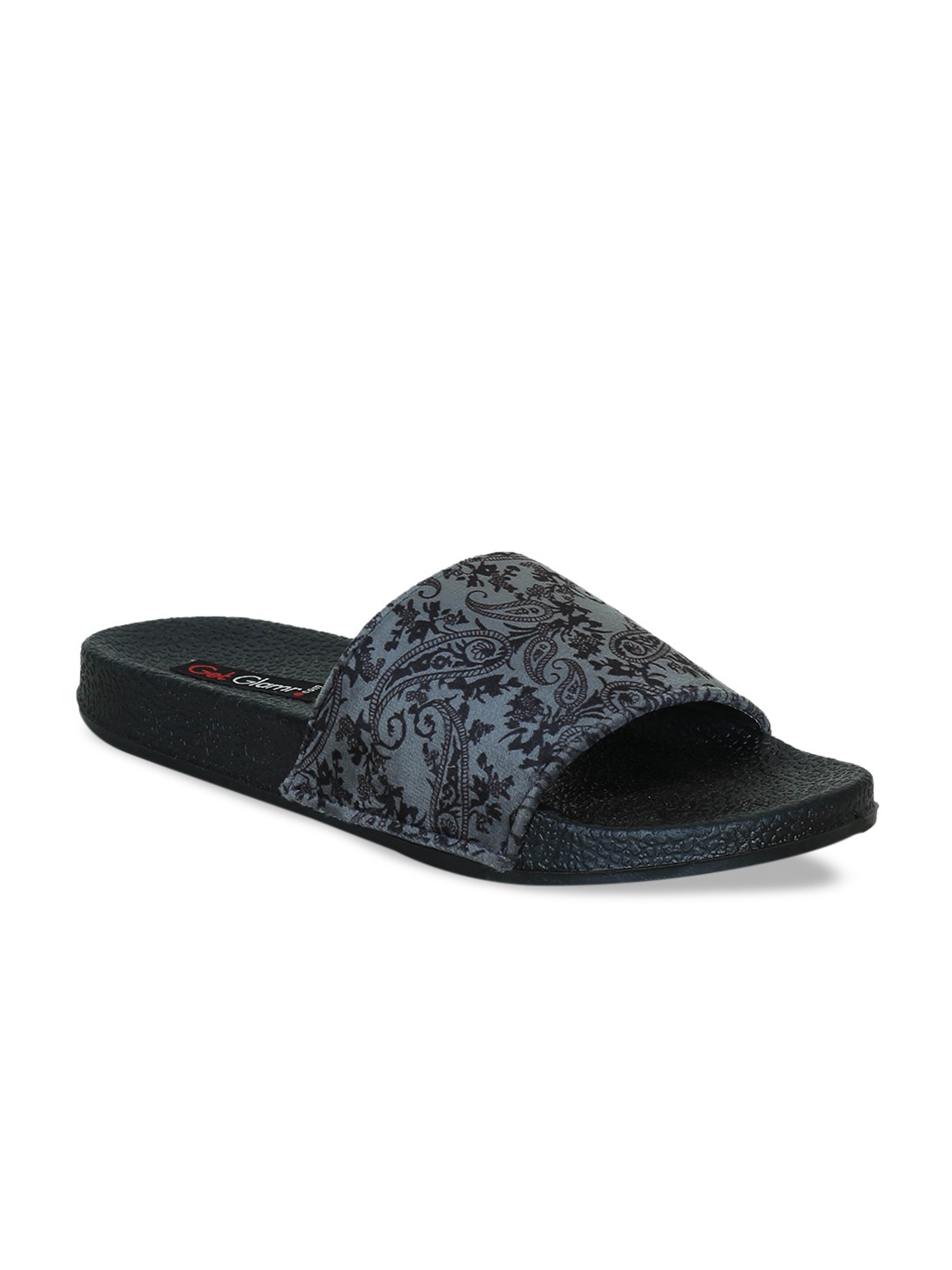 

Get Glamr Women Grey & Black Printed Open Toe Flats