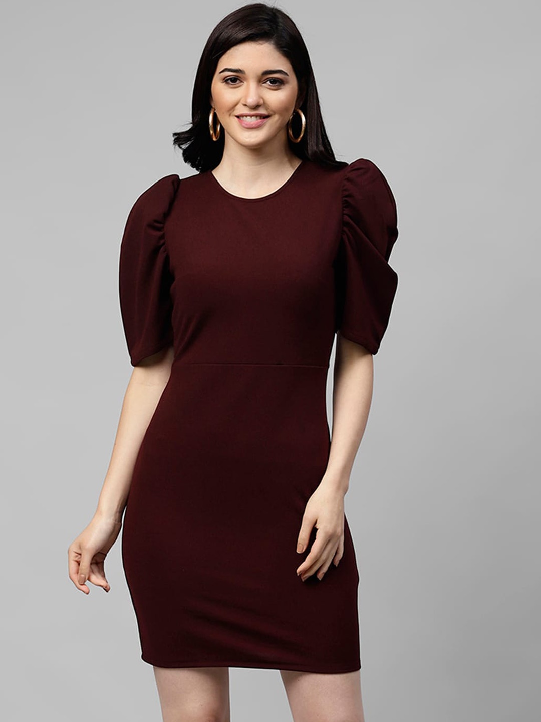 

Athena Women Burgundy Solid Sheath Dress