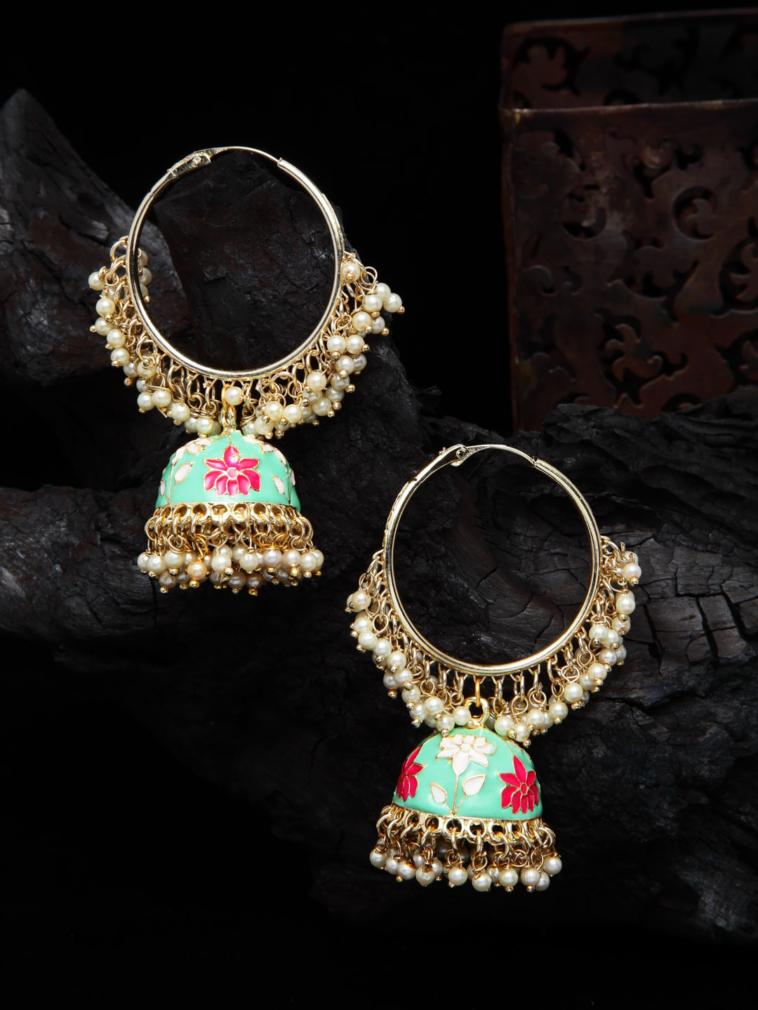 

Shining Diva Green Dome Shaped Jhumkas