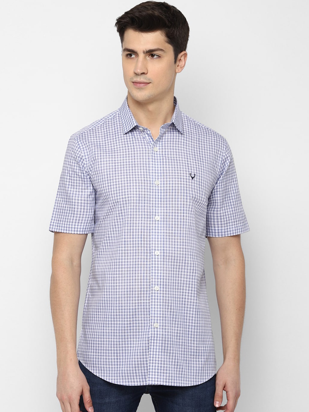 Allen Solly Men Blue & White Slim Fit Checked Casual Shirt