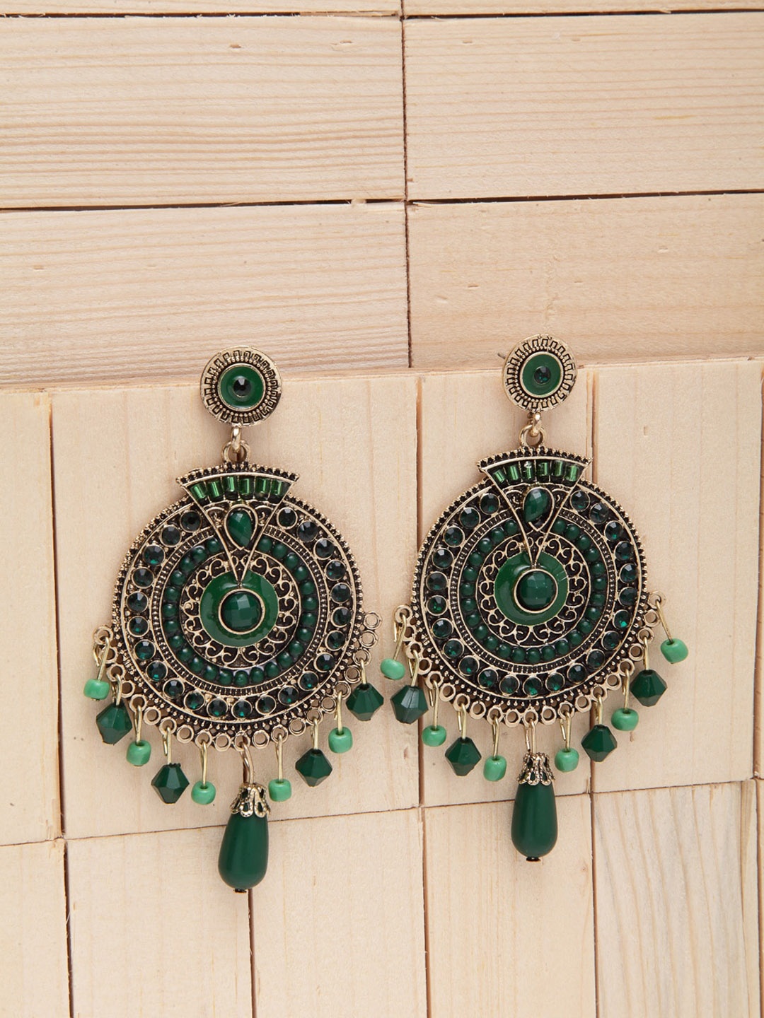 

Shining Diva Fashion Green Contemporary Chandbalis