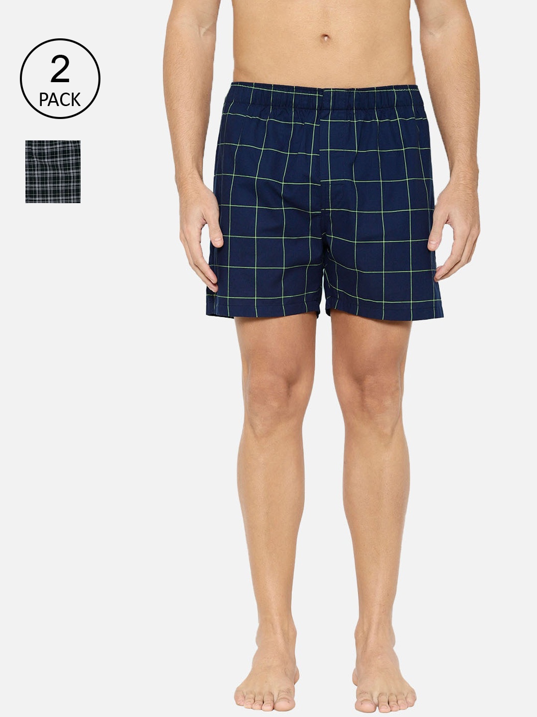 

XYXX Men Pack Of 2 Checked Boxers XYBOX2PCKN174, Navy blue