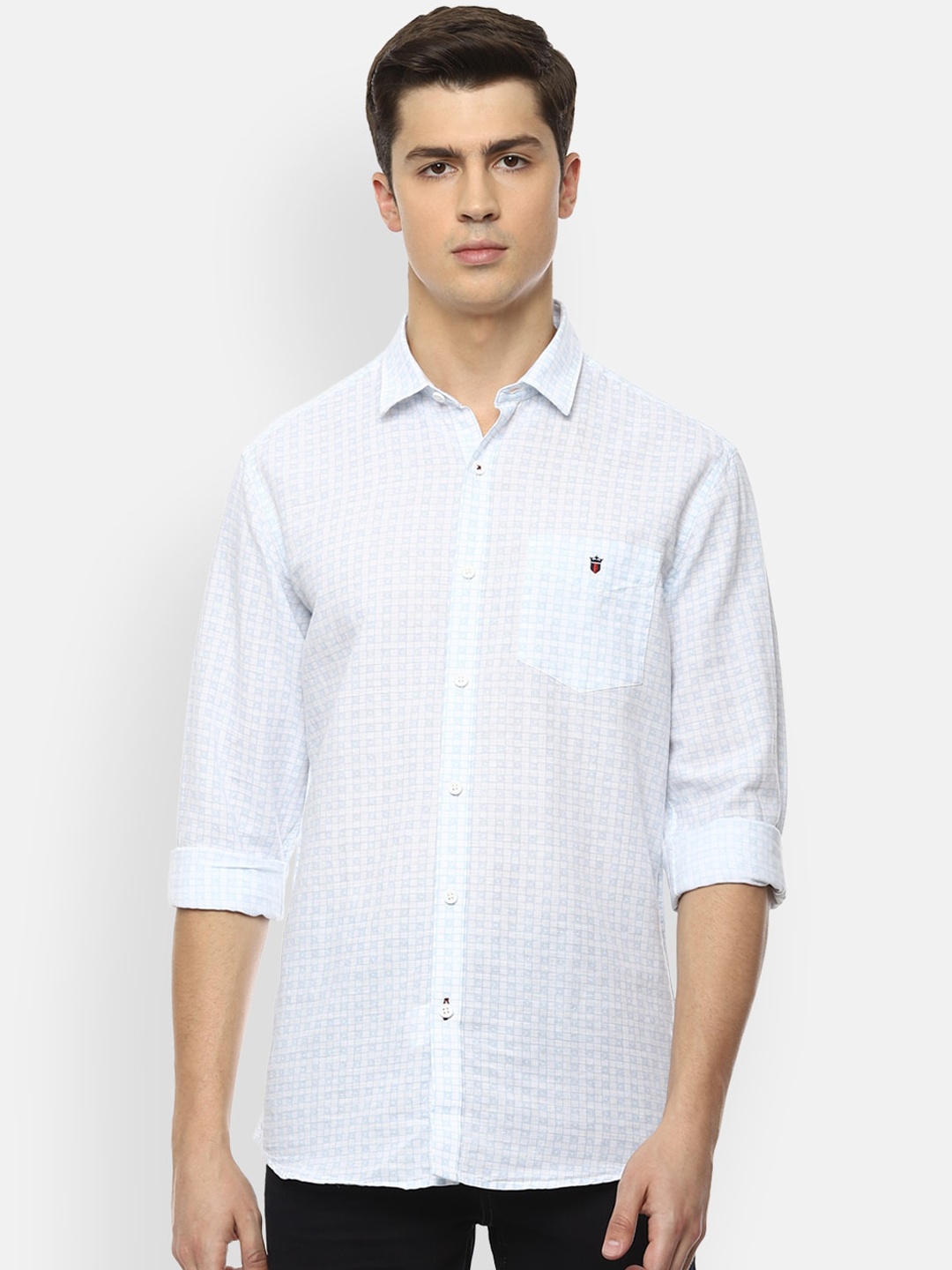 

Louis Philippe Sport Men White & Blue Slim Fit Checked Casual Shirt
