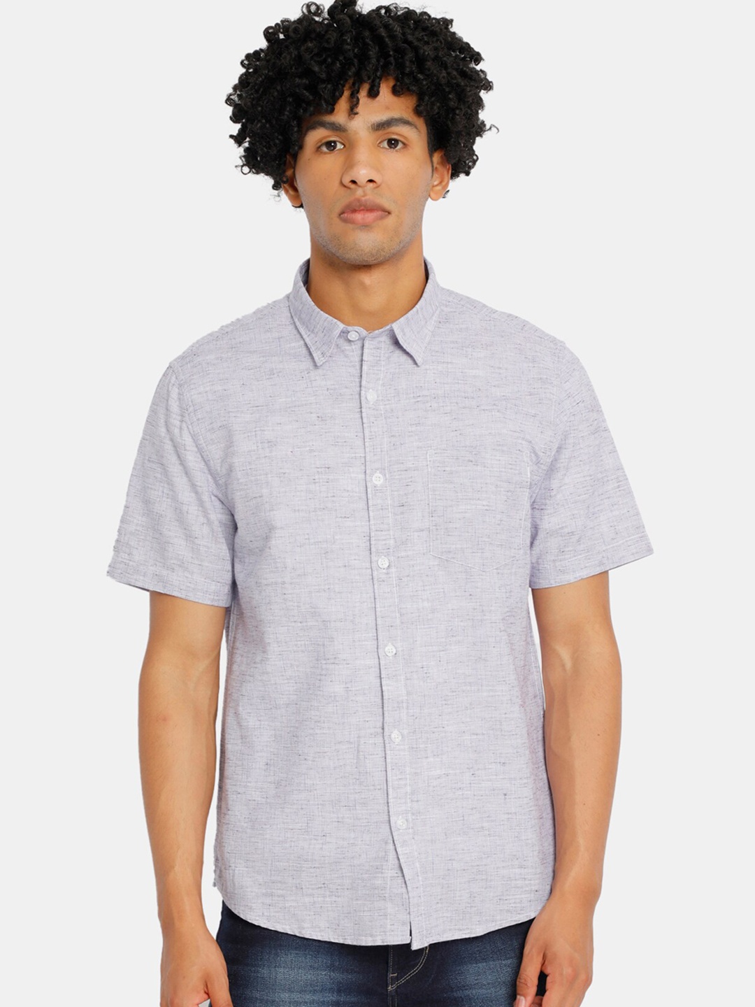 

Ruggers Men Lavender Regular Fit Self-Design Casual Shirt