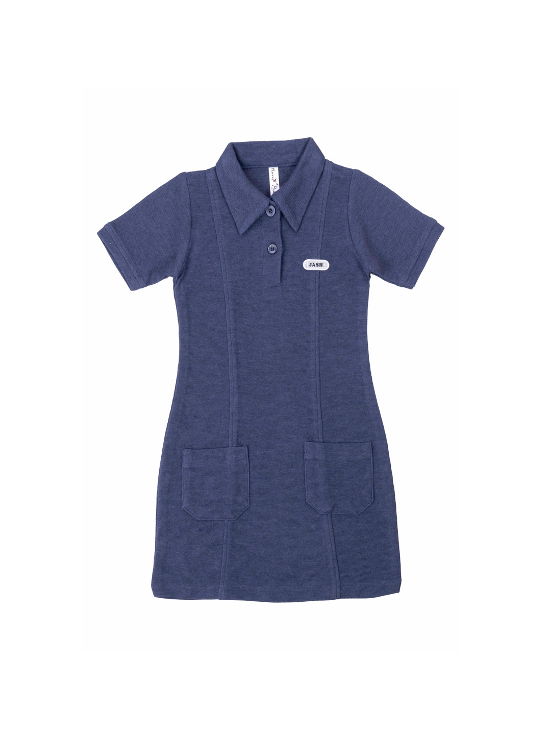 

Hunny Bunny Girls Navy Blue Solid Front Button T-shirt Dress