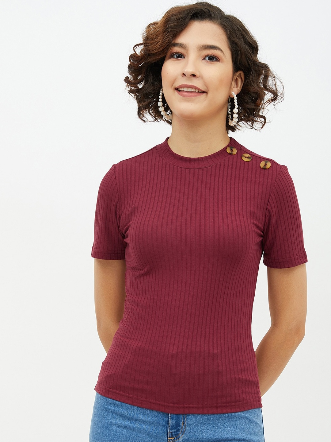 

Harpa Maroon Fitted Top
