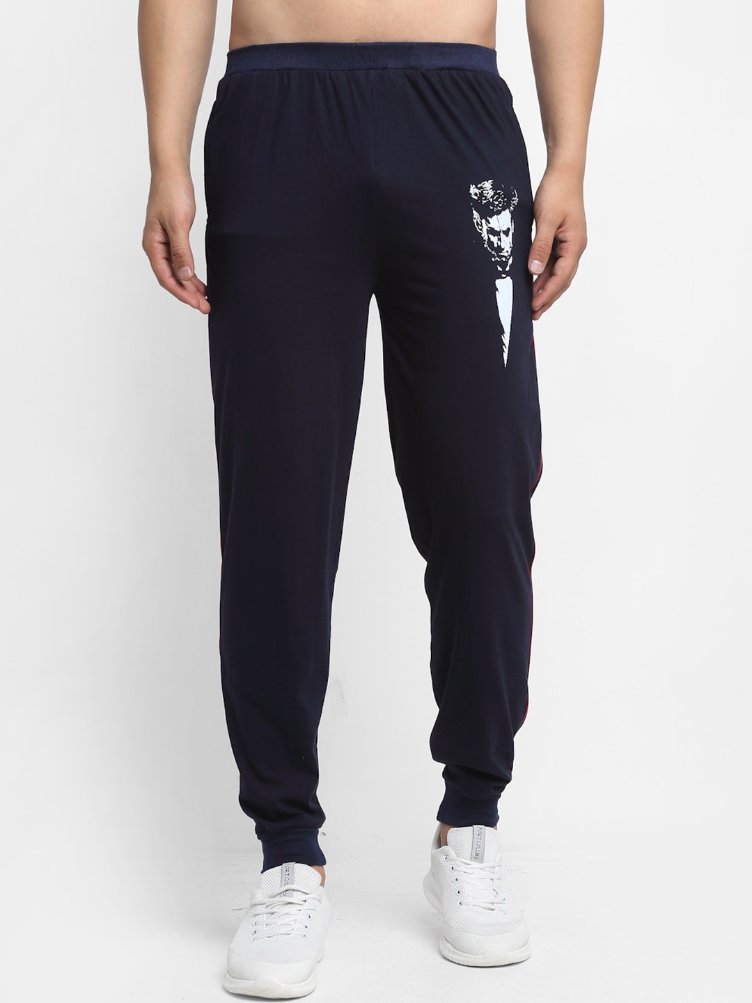 VIMAL JONNEY Men Navy Blue & White Solid Joggers