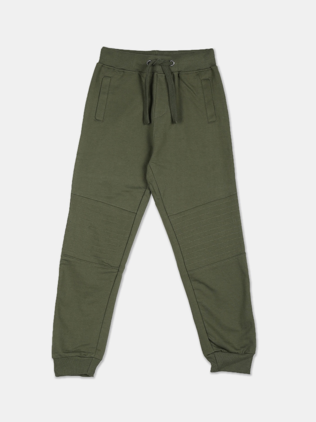 

Cherokee Boys Olive Green Solid Joggers