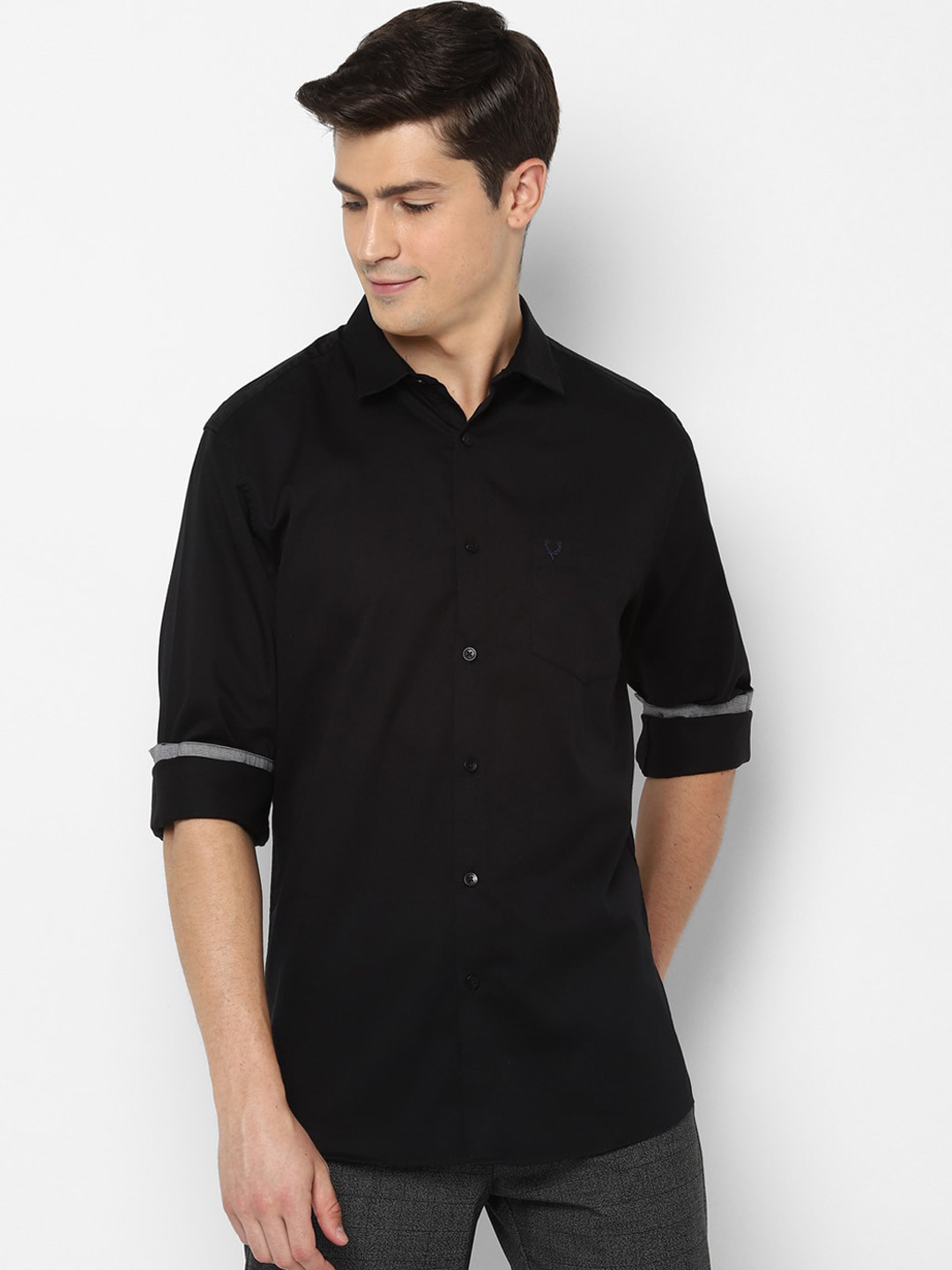 

Allen Solly Men Black Slim Fit Solid Casual Shirt