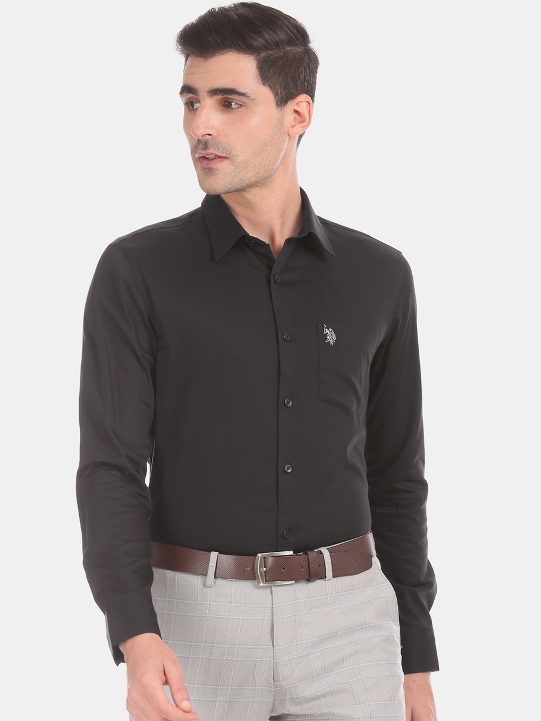 

U.S. Polo Assn. Men Black Regular Fit Solid Casual Shirt