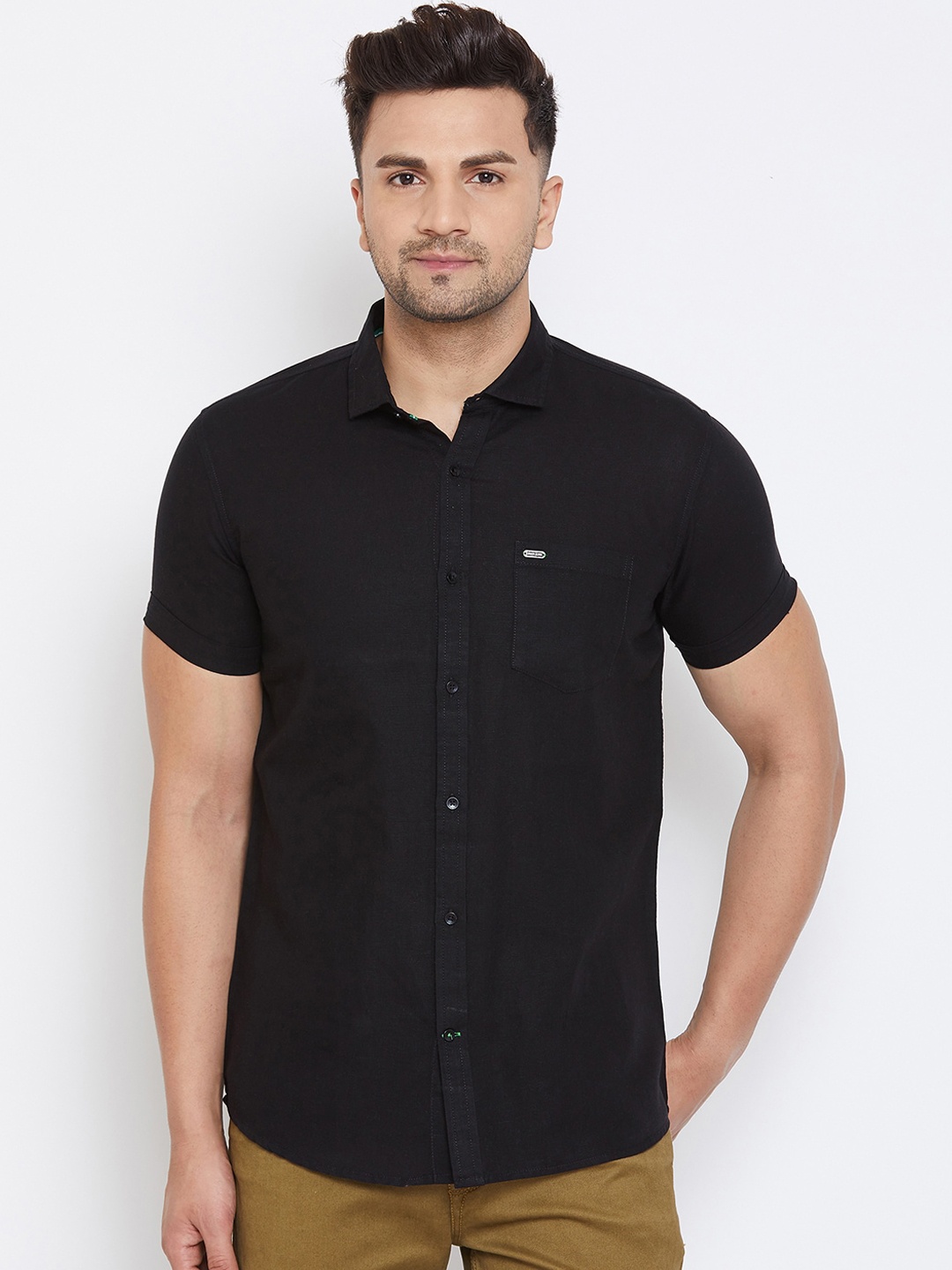 

Canary London Men Black Slim Fit Solid Casual Shirt