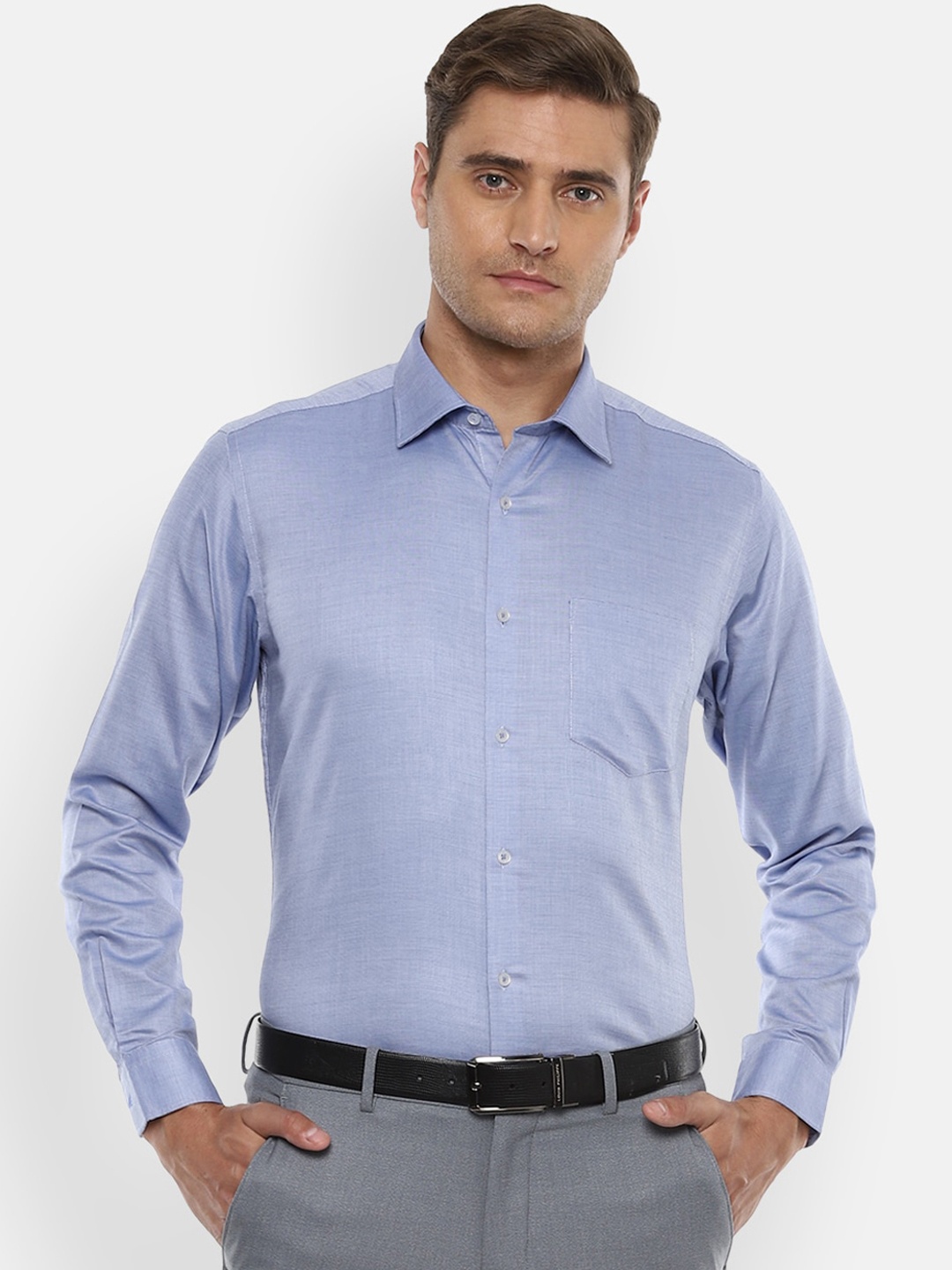 

Van Heusen Men Blue Regular Fit Self Design Formal Shirt