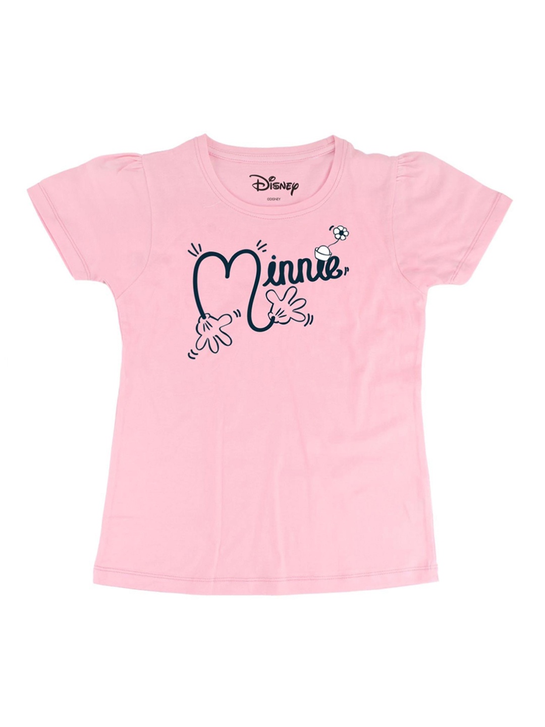 

Minnie Girls Pink Printed Round Neck T-shirt