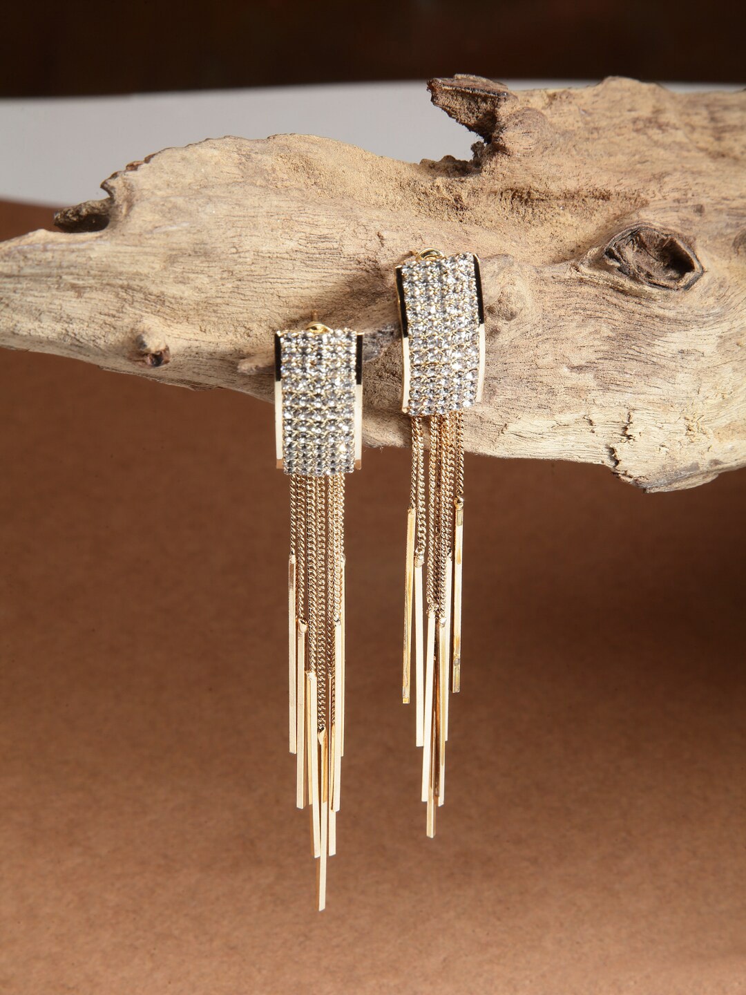Shining Diva Fashion Gold-Toned Contemporary Drop Earrings