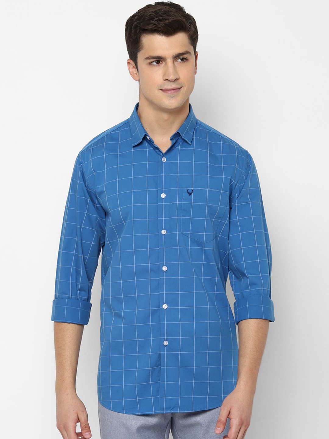 

Allen Solly Men Blue & White Slim Fit Checked Casual Shirt