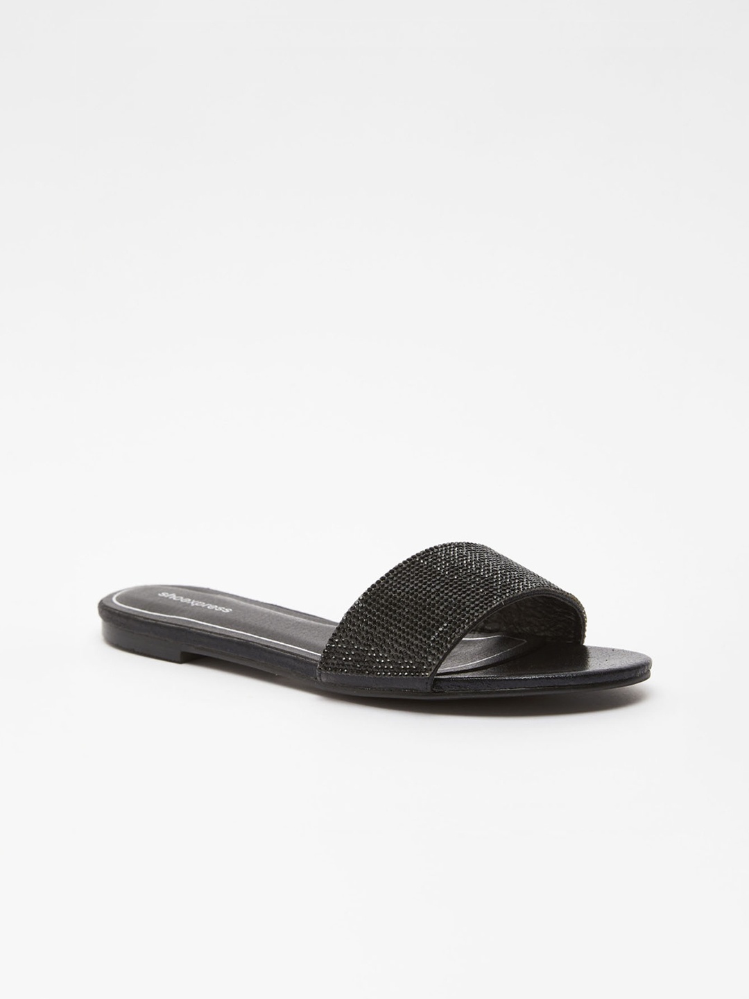 

shoexpress Women Black Embellished Open Toe Flats