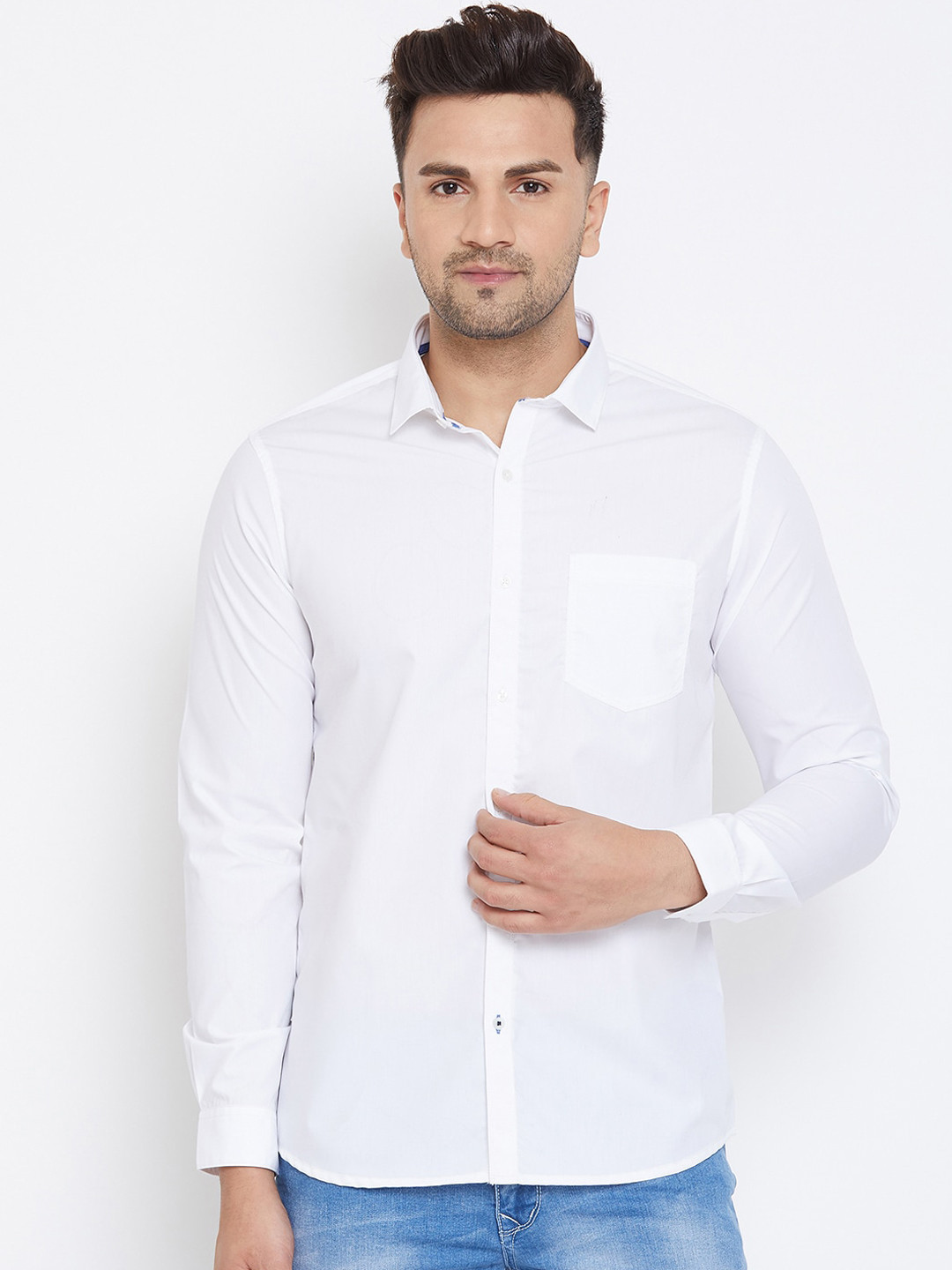 

Canary London Men White Slim Fit Solid Casual Shirt