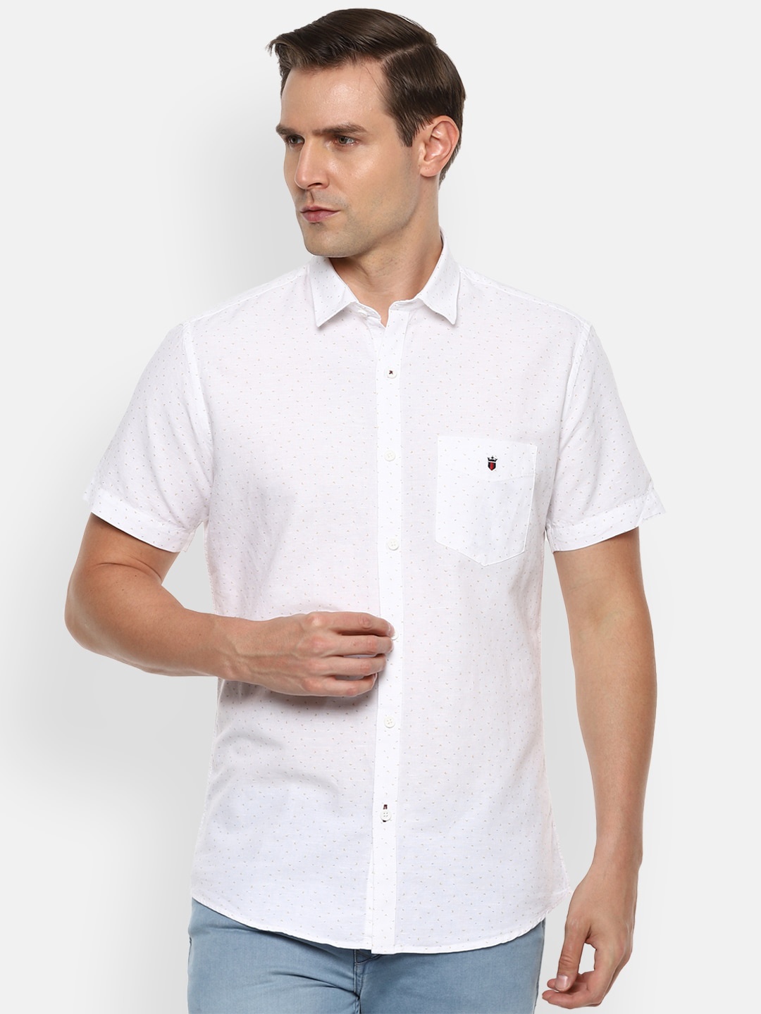 

Louis Philippe Sport Men White Slim Fit Printed Casual Shirt