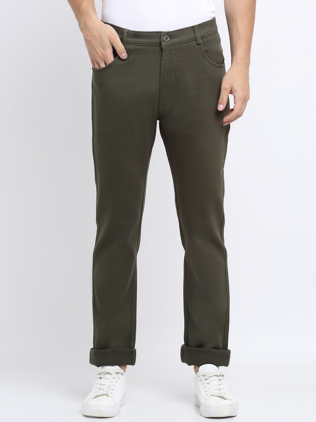 

Rodamo Men Olive Green Slim Fit Jeans