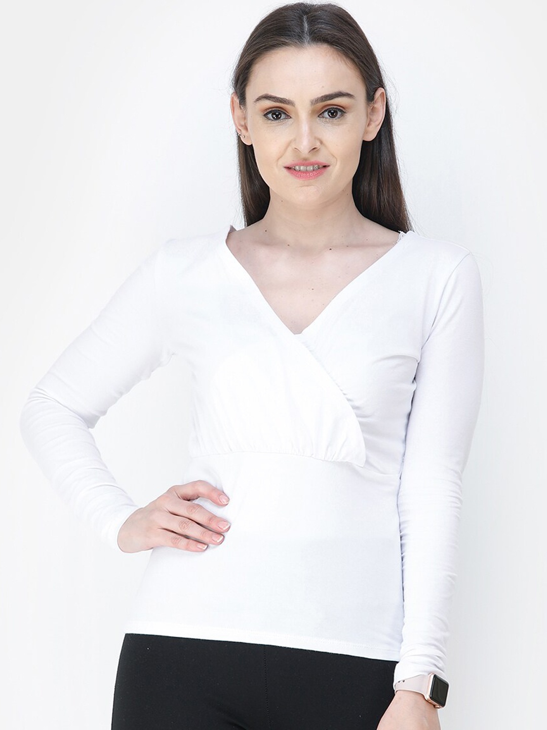

Cation White Pure Cotton Wrap Top