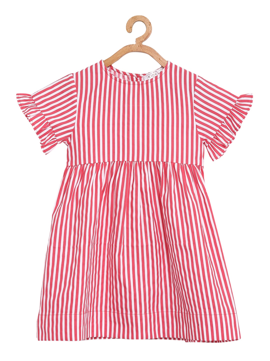 

KIDKLO Girls Red Striped Fit and Flare Dress with Back Bow Tie-up