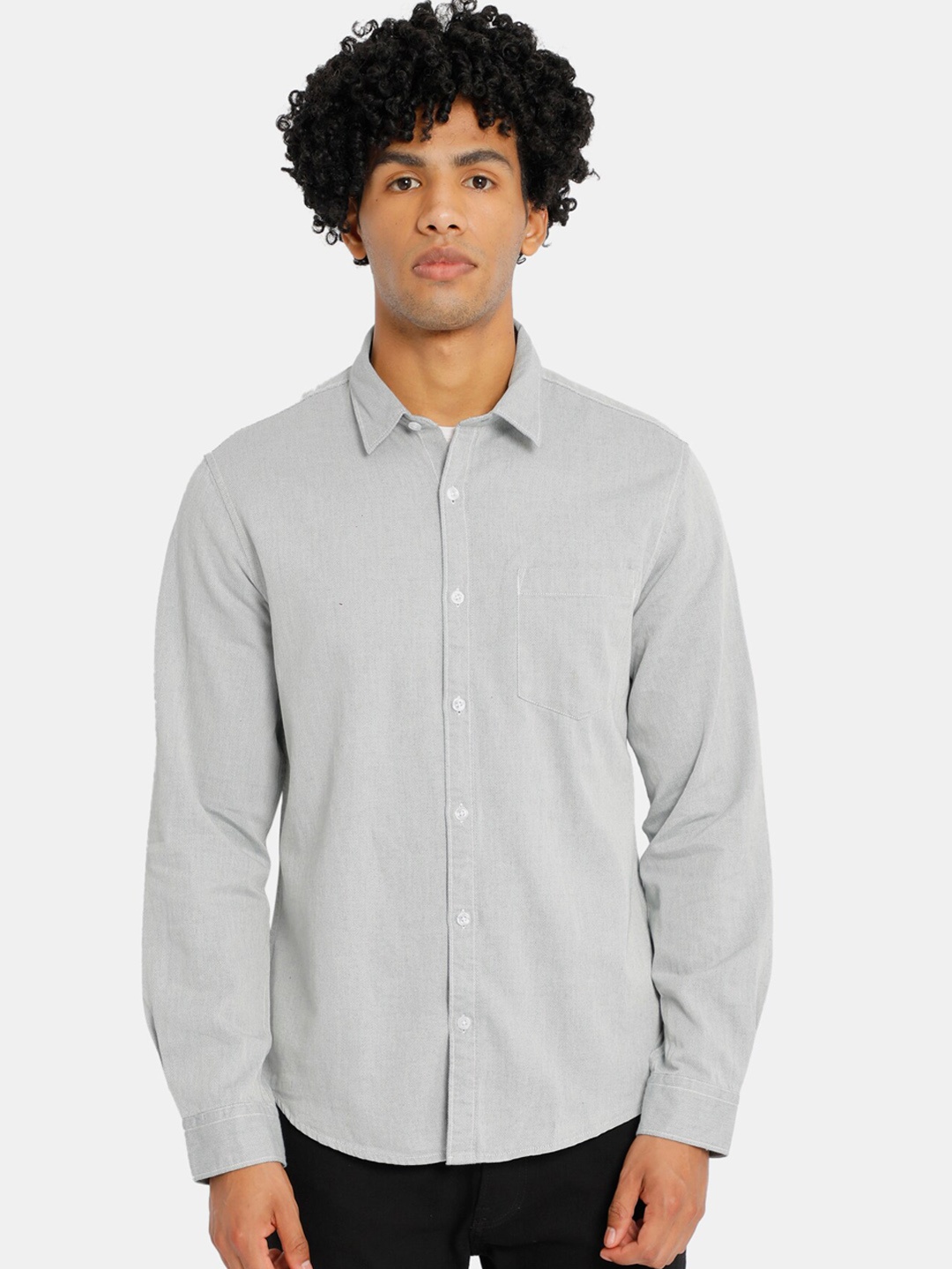 

Ruggers Men Grey Pure Cotton Regular Fit Casual Shirt