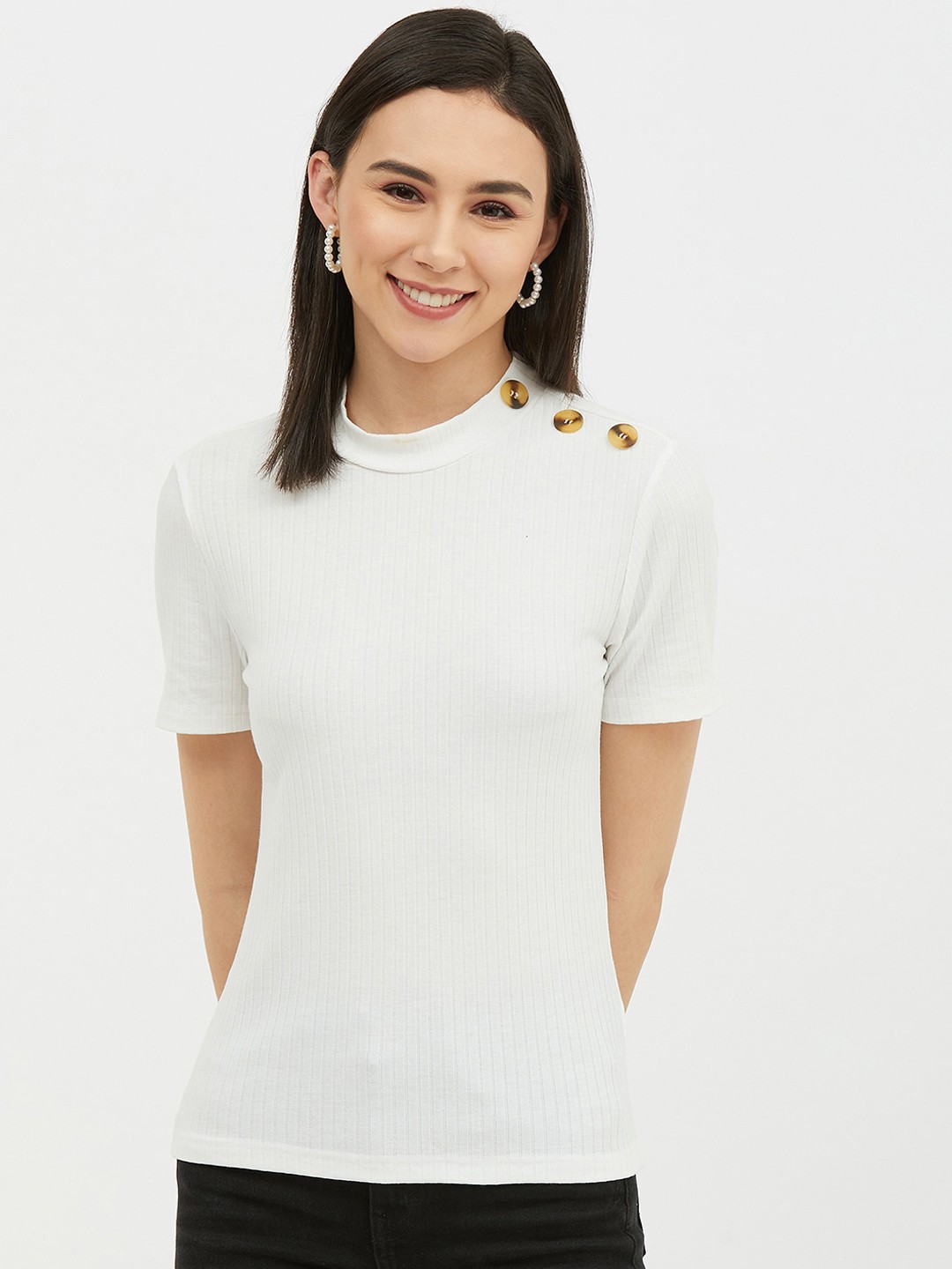 

Harpa White Self Design Regular Top