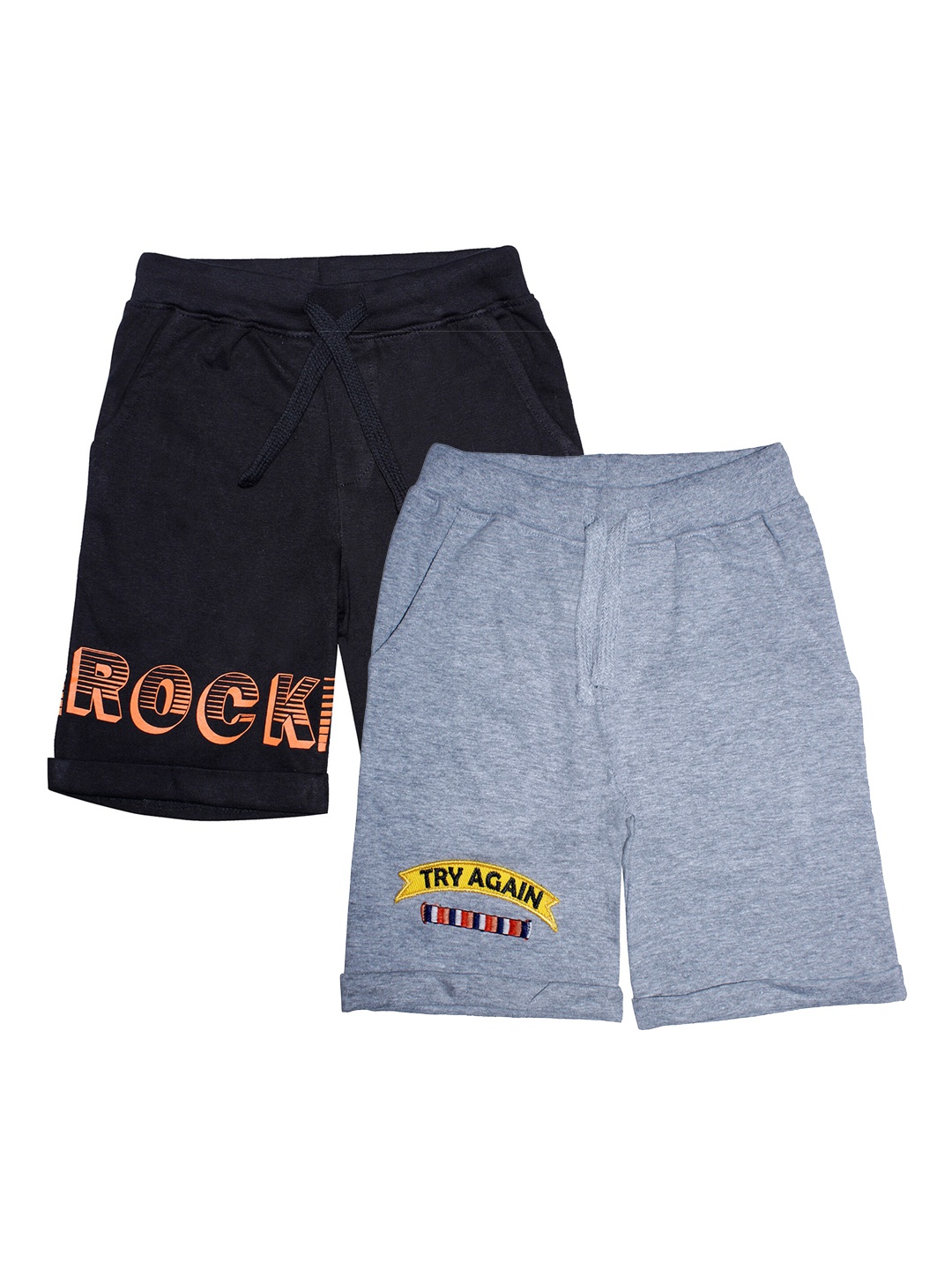 KiddoPanti Boys Pack of 2 Regular Fit Shorts, Black