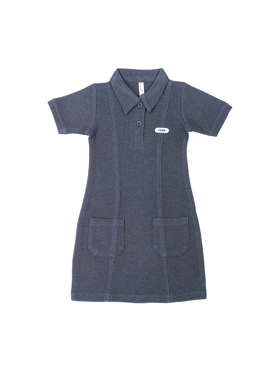 

Hunny Bunny Girls Charcoal Grey Solid Front Button T-shirt Dress