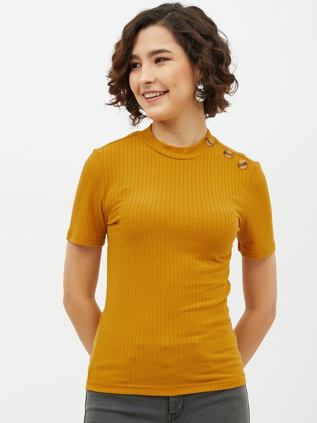 

Harpa Mustard Yellow Knitted Fitted Top