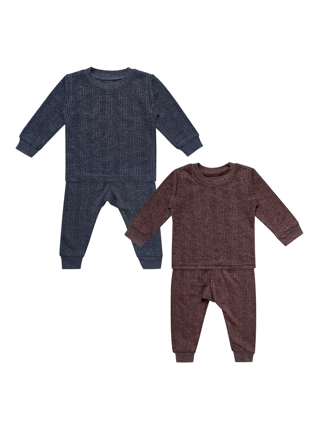 

Superminis Infant Kids Pack Of 2 Striped Thermal Set, Grey