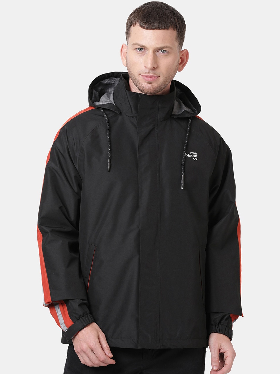 

t-base Men Black & Red Solid Waterproof Rain Jacket