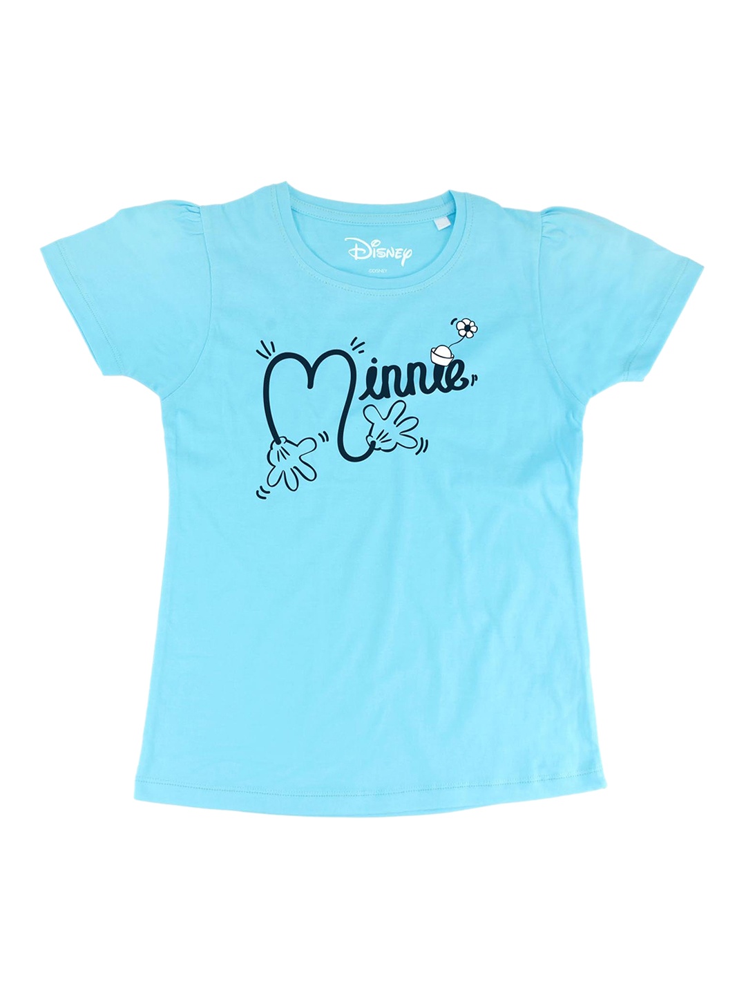 

Minnie Girls Blue Printed Round Neck T-shirt
