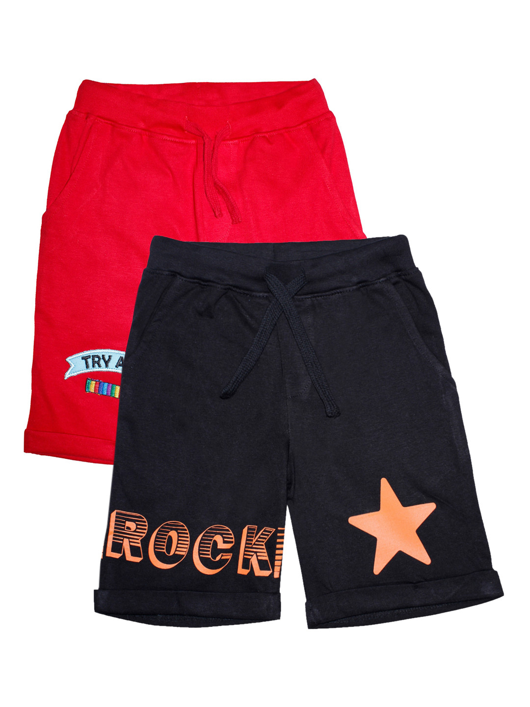 

KiddoPanti Boys Red Printed Regular Fit Regular Shorts