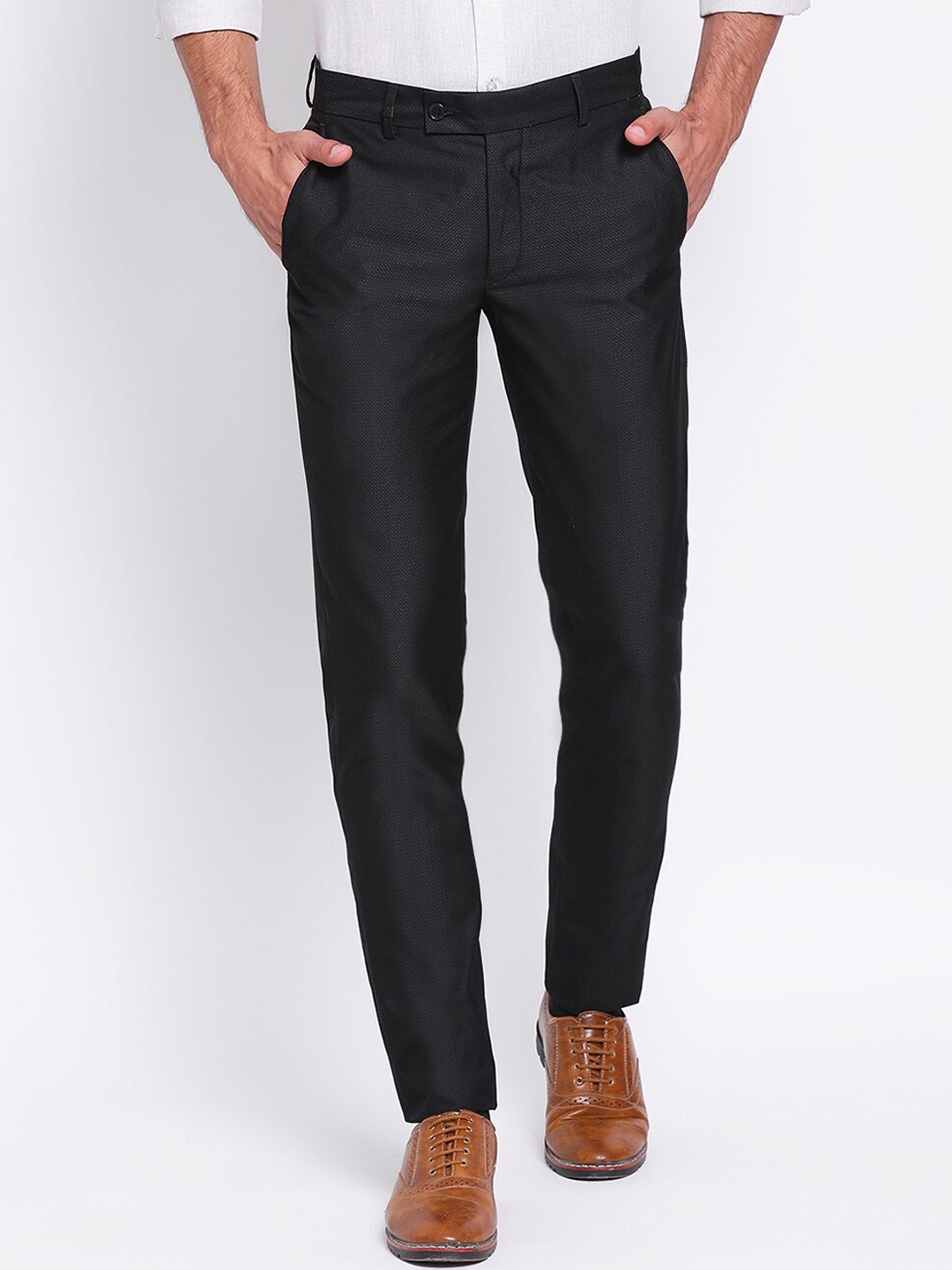 

Turtle Men Black Slim Fit Solid Formal Trousers