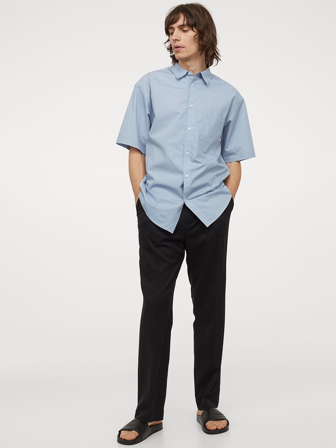 

H&M Men Blue Relaxed Fit Shirt