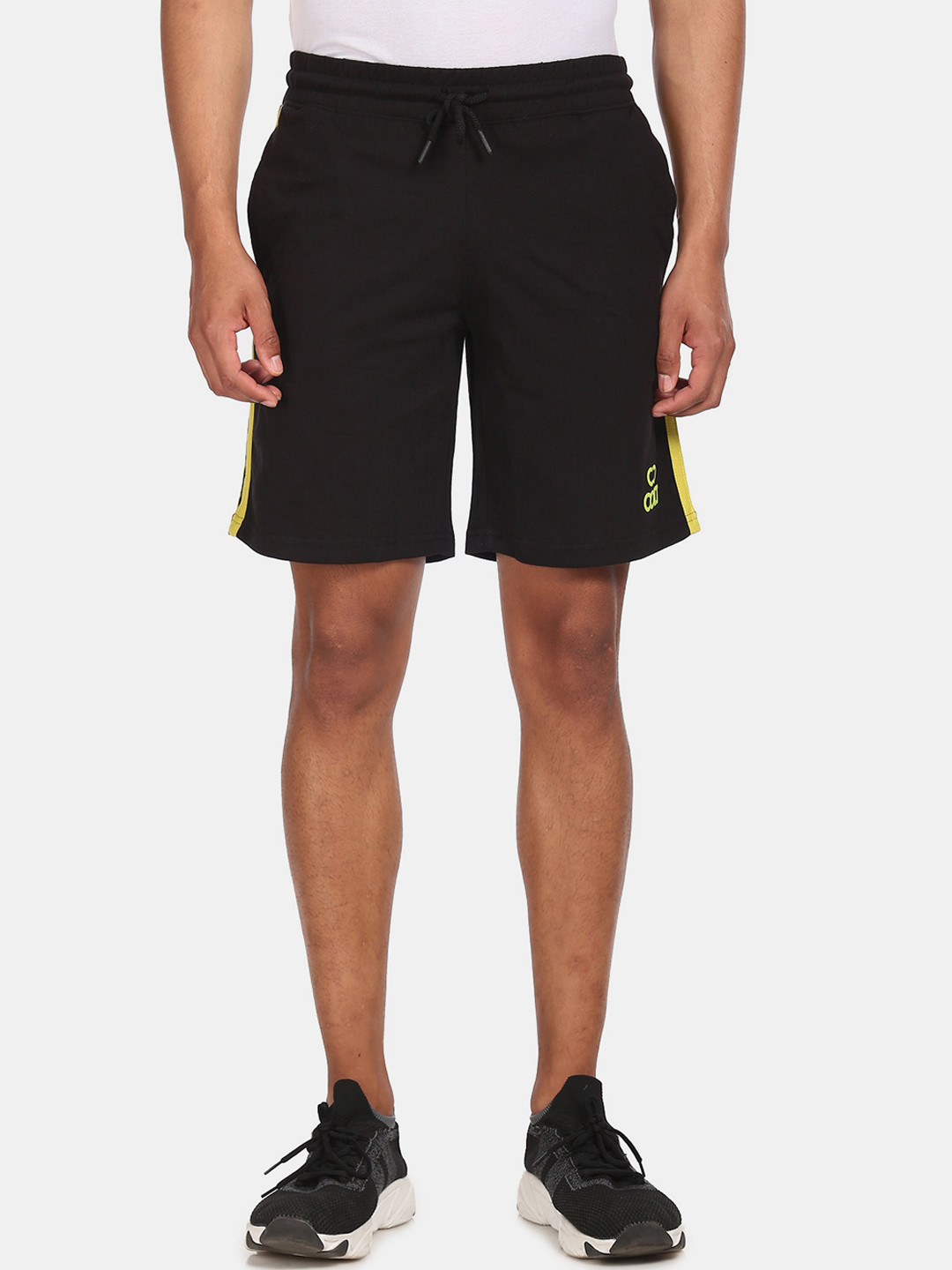 

Colt Men Black Striped Regular Fit Sports Shorts