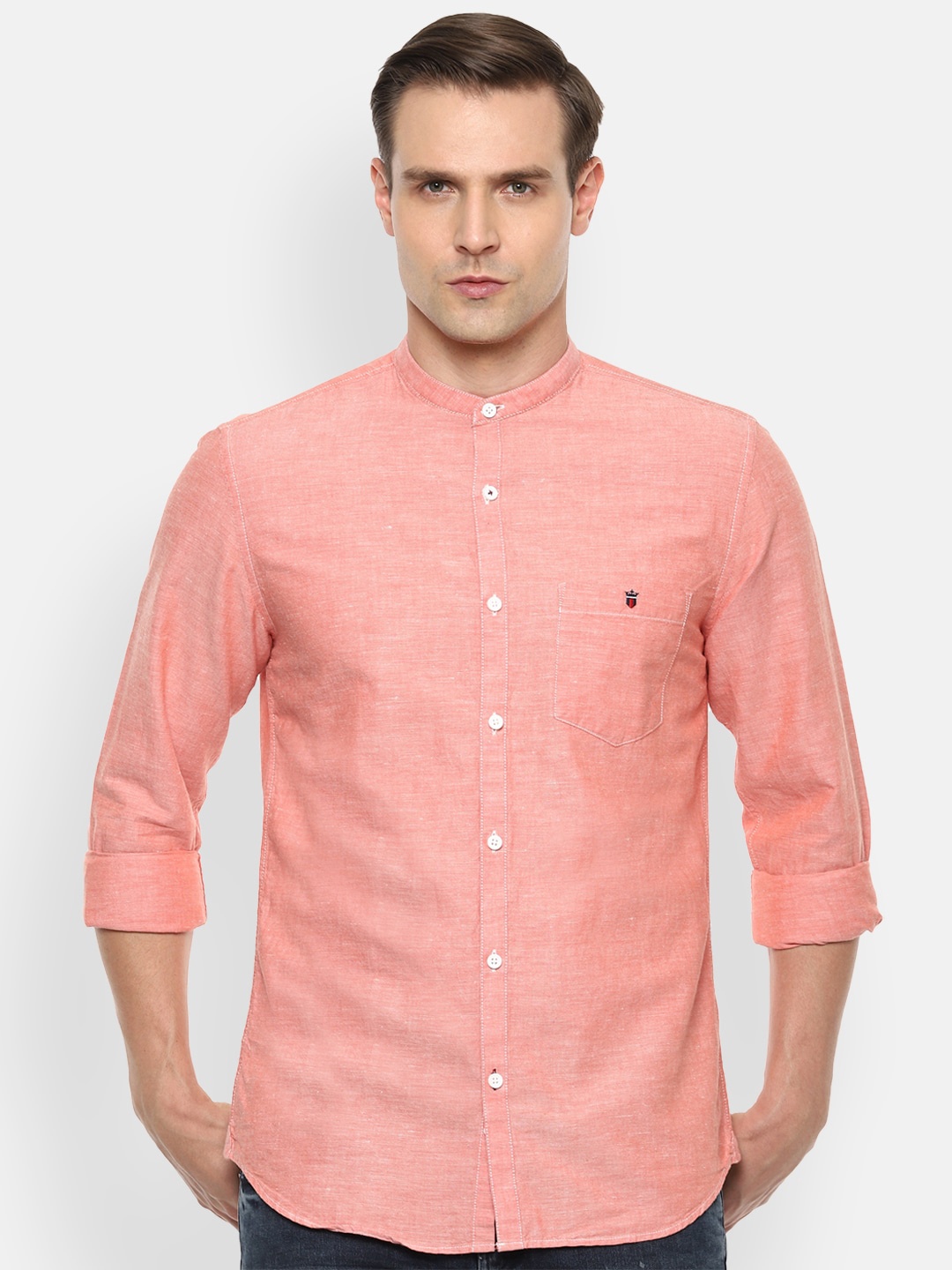 

Louis Philippe Sport Men Peach-Coloured Slim Fit Solid Casual Shirt
