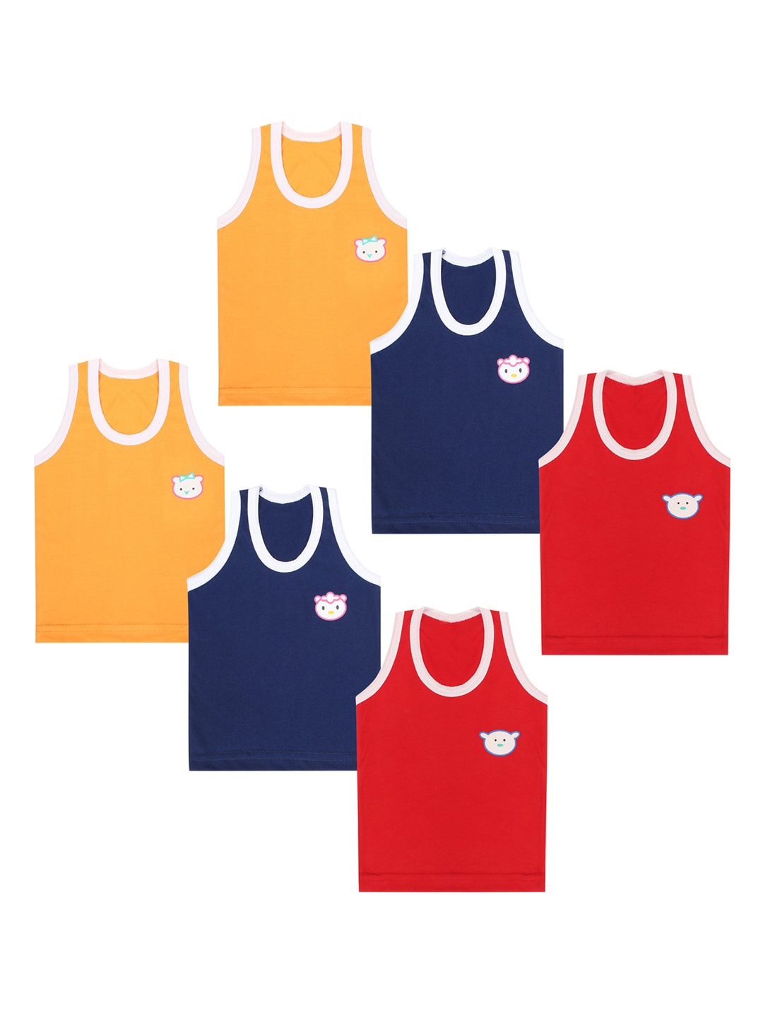 

Superminis Infants Unisex Pack Of 6 Pure Cotton Innerwear Vests, Multi