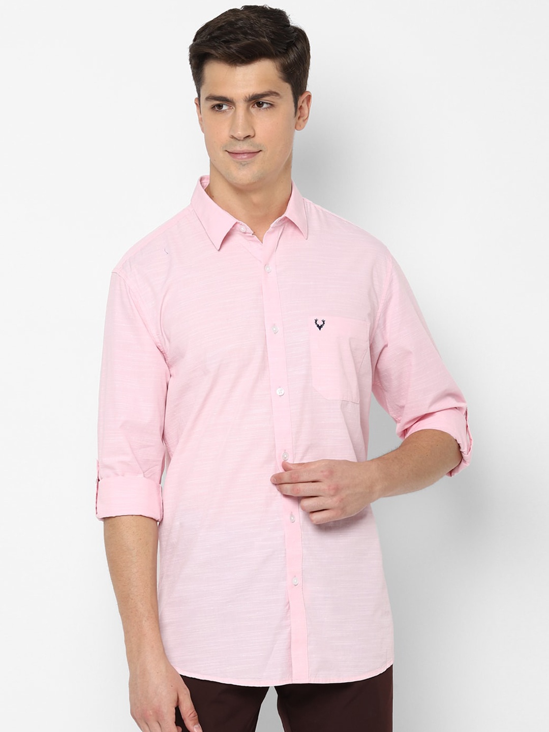 

Allen Solly Men Pink Cotton Slim Fit Solid Casual Shirt