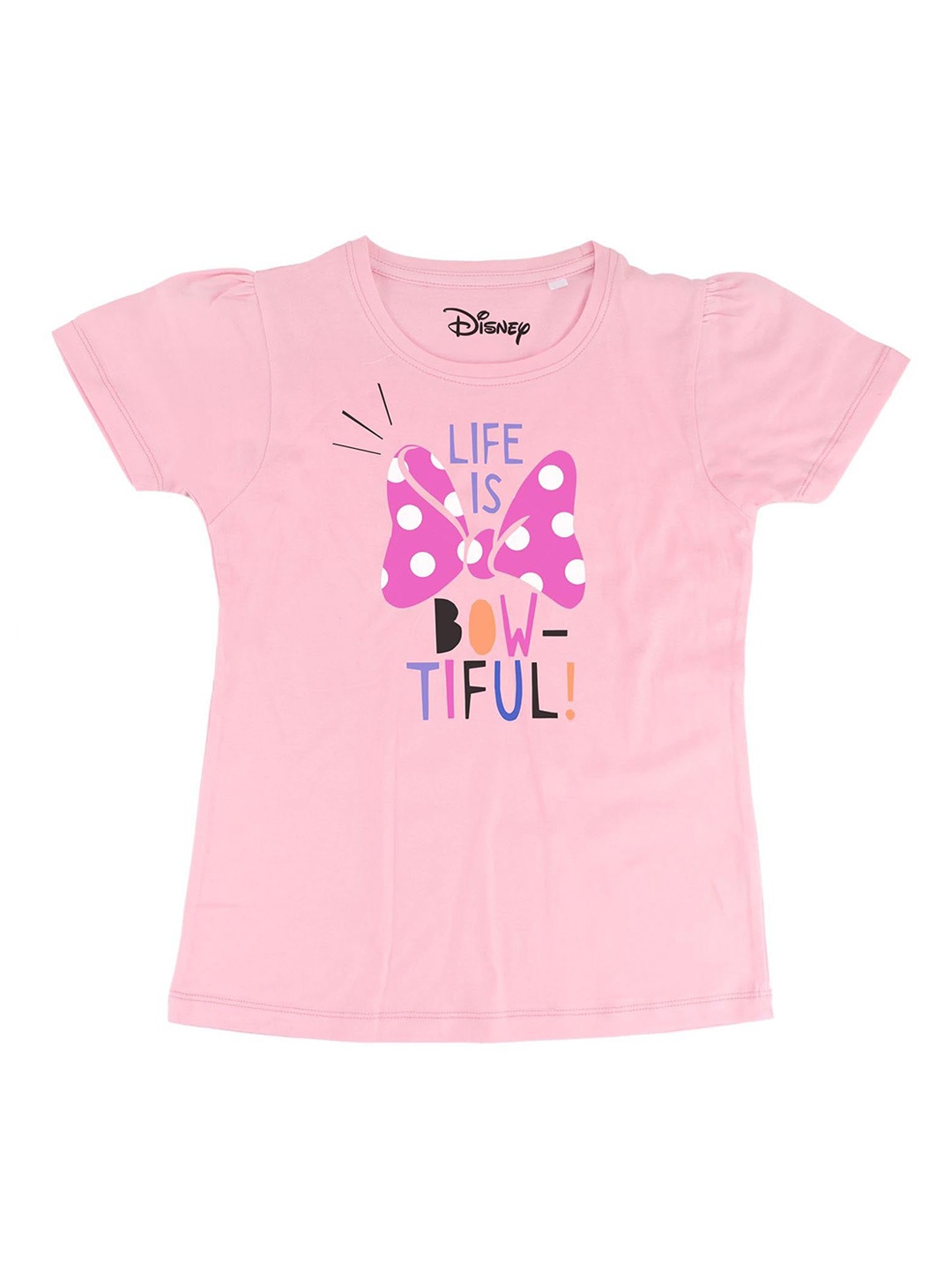 

Minnie Girls Pink Printed Round Neck T-shirt