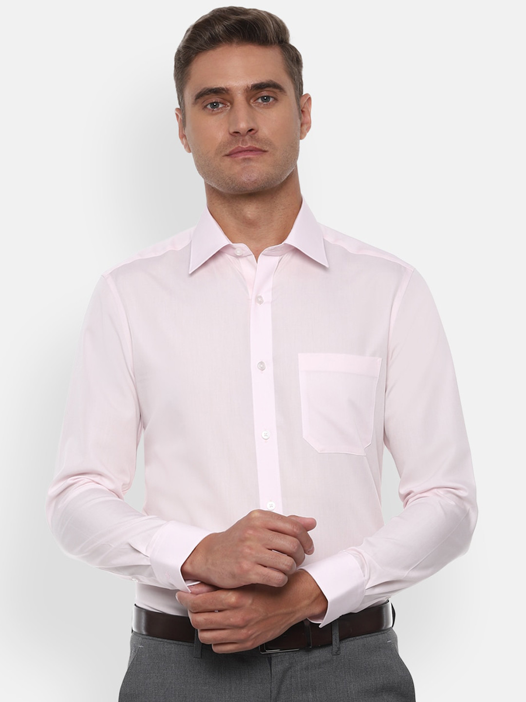 

Louis Philippe Permapress Men Pink Regular Fit Solid Formal Shirt