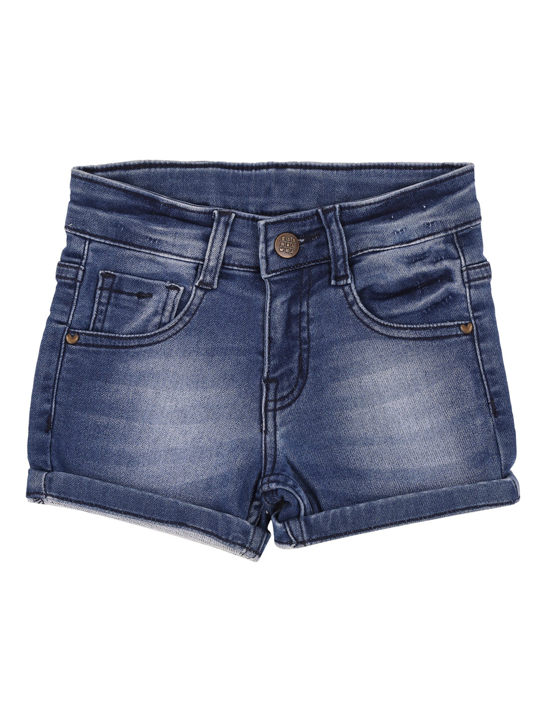 

Ed-a-Mamma Boys Navy Blue Washed Regular Fit Denim Sustainable Shorts