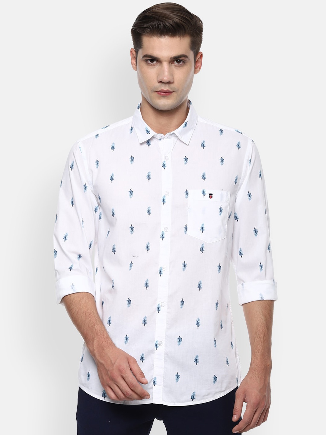 

Louis Philippe Jeans Men White Super Slim Fit Printed Casual Shirt