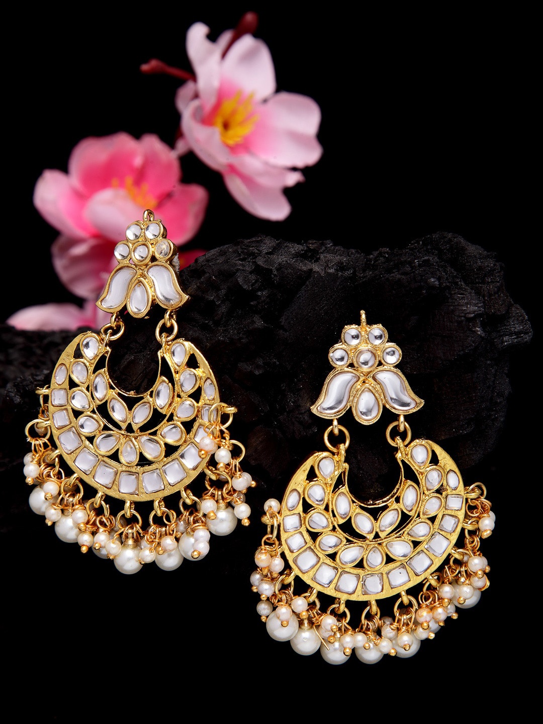 

Shining Diva White Crescent Shaped Chandbalis