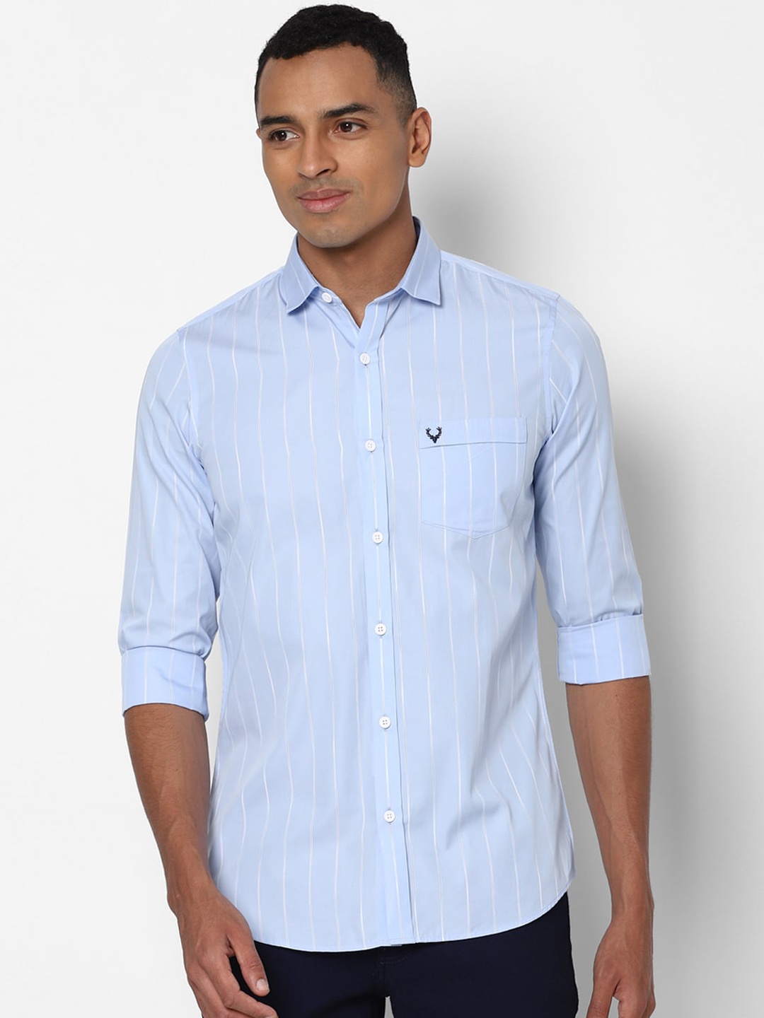Allen Solly Men Blue & White Slim Fit Striped Casual Shirt