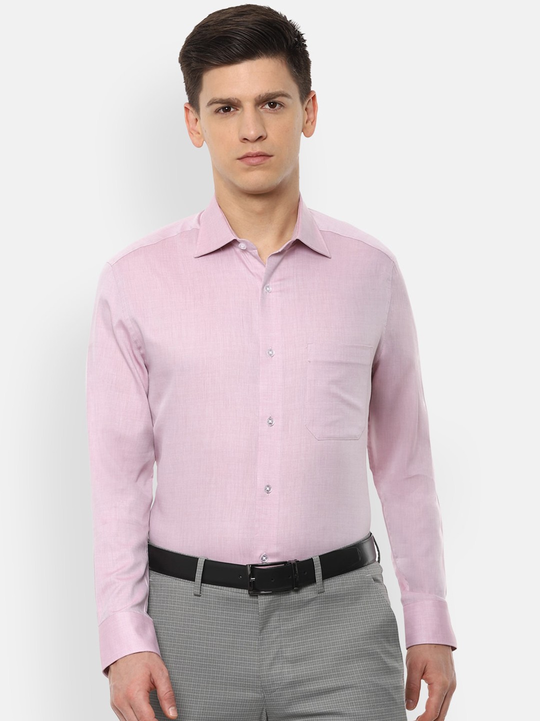 

Louis Philippe Men Pink Regular Fit Solid Formal Shirt